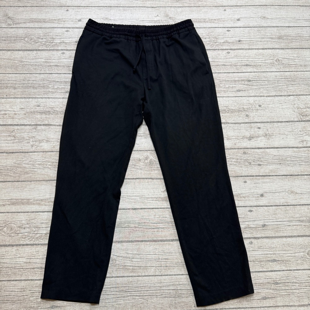 Zara Pants Men's Large Black Slim Fit Straight Leg Drawstrings Stretch Trousers